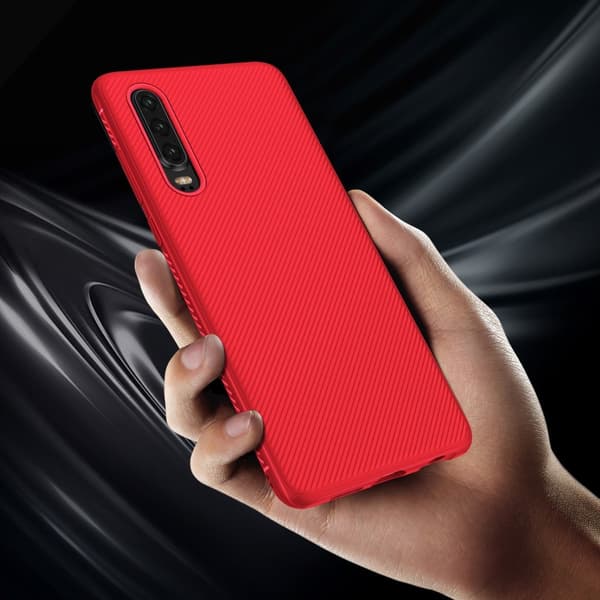 Twill Texture Flexicase -kotelo Huawei P30 - Punainen Red
