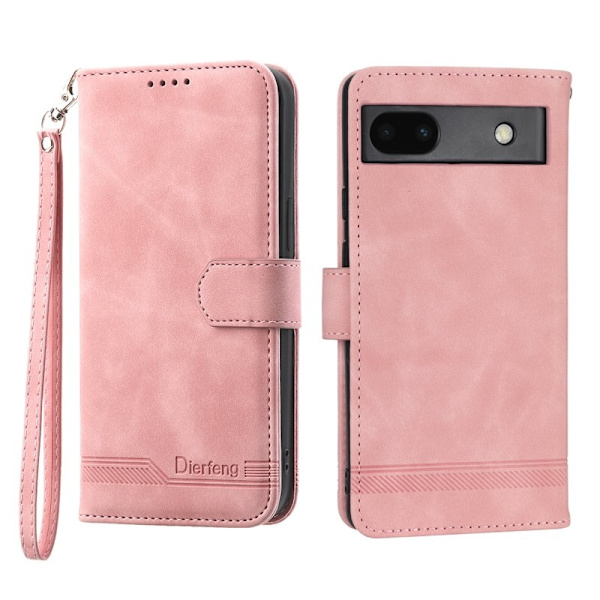 DIERFENG DF-03 Plånboksfodral för Google Pixel 6a - Konstläder - Rosa
