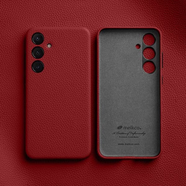 MELKCO Mobilskal till Samsung Galaxy S24 Äkta Läder + PC - Röd