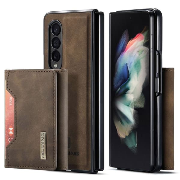 DG.MING Konstläder Plånboksfodral för Samsung Galaxy Z Fold3 5G - Brun