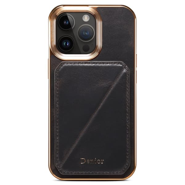 DENIOR Mobilskal till iPhone 14 Pro Max Äkta Läder + TPU + PC - Svart