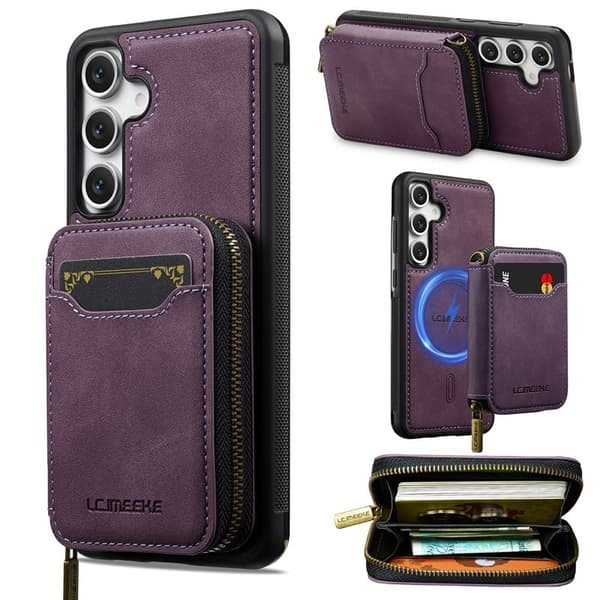 LC.IMEEKE Plånboksfodral för Samsung Galaxy S26 Plus Magnetiskt PC + TPU - Lila