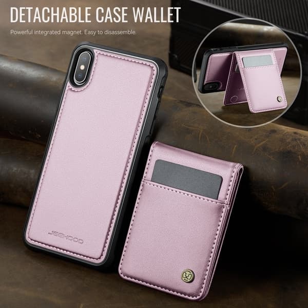 JEEHOOD J06 Mobilskal till iPhone XS Max Läder MagSafe RFID Skydd Rosa