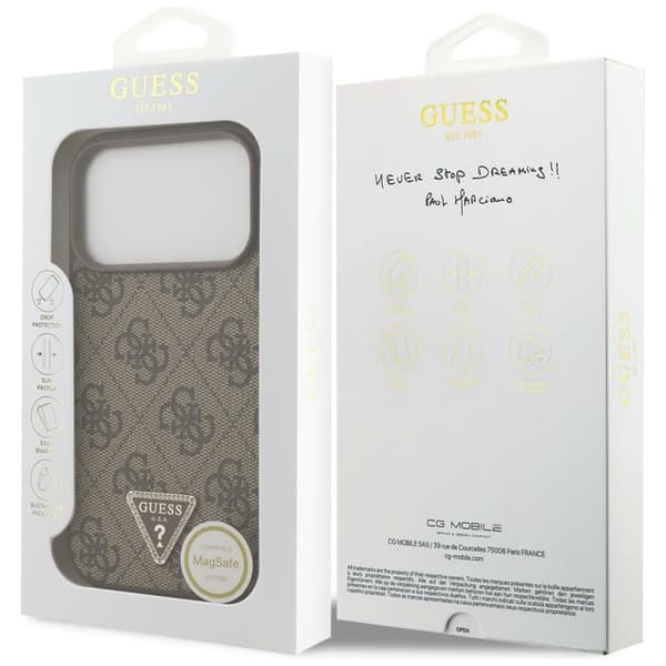 Guess Mobilskal För iPhone 18 Pro/17 Pro Magsafe Läder 4G Triangel Strass