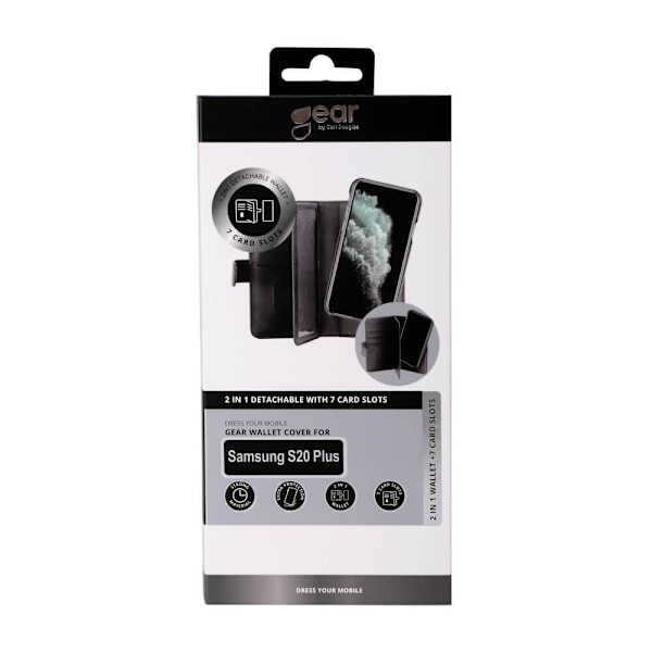 GEAR Mobilfodral Svart 7 Kortfack Samsung S20 Plus 2in1 Magnetskal Svart