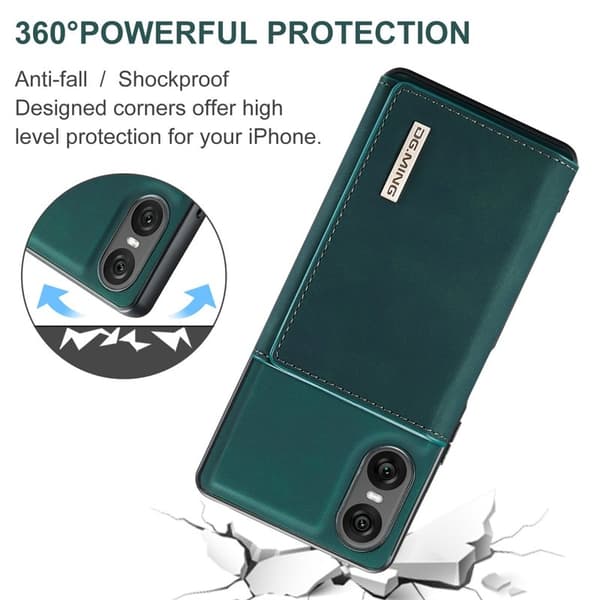 DG.MING Sony Xperia 10 VI Kickstand Konstläder Plånboksfodral Grön