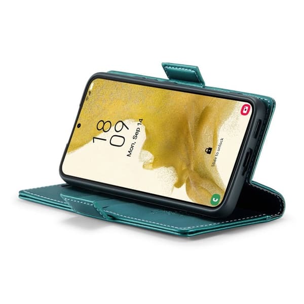 CASEME Plånboksfodral Konstläder för Samsung Galaxy S22 5G - Grön