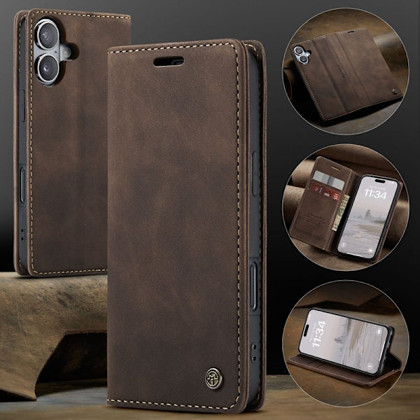 CASEME 013 Case iPhone 17 Plånboksfodral Konstläder - Kaffe