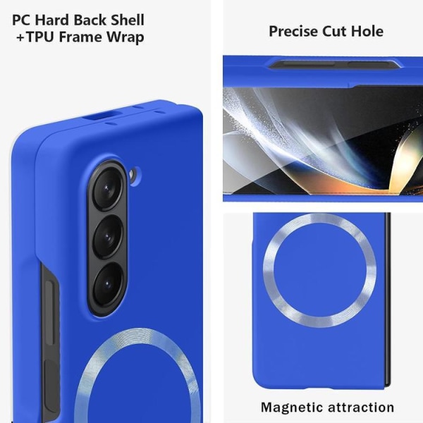 Galaxy Z Fold 5 Mobilcover Magsafe Skin-touch PC Slim - Mørkeblå