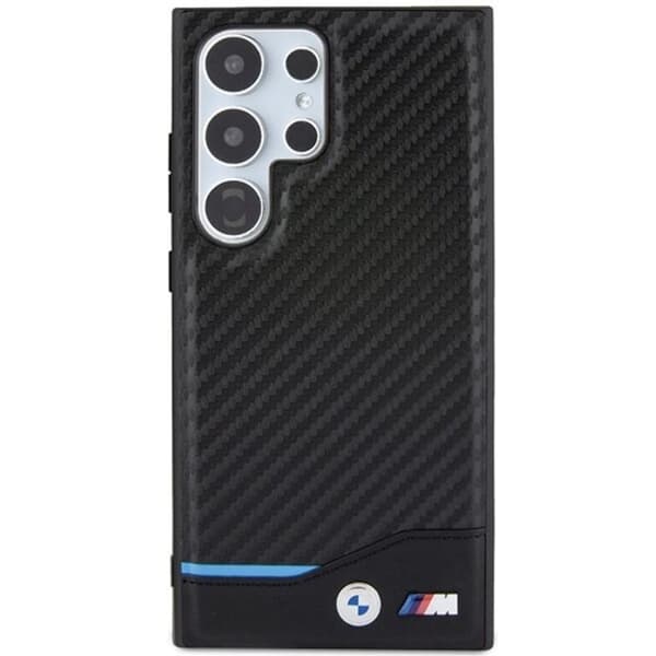 BMW Galaxy S24 Ultra Mobilskal Læder Carbon - Sort Black