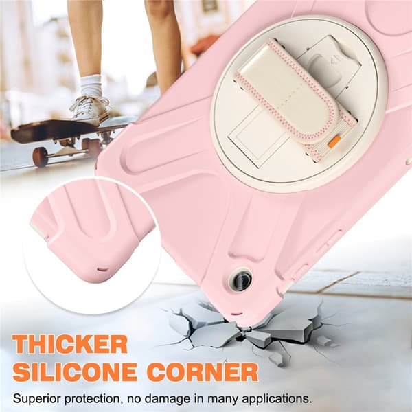 Mobilskal till Galaxy Tab A9 Plus Silikon Rotary Kickstand Rosa