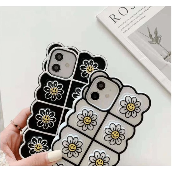 Smiley Flower Pop it Fidget -kotelo iPhone 7/8 / SE 2020 -puhelimelle - musta Black