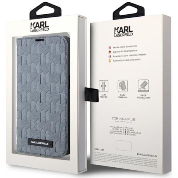 KarlLagerfeld iPhone 14 Pro Max Plånboksfodral Monogram Silver