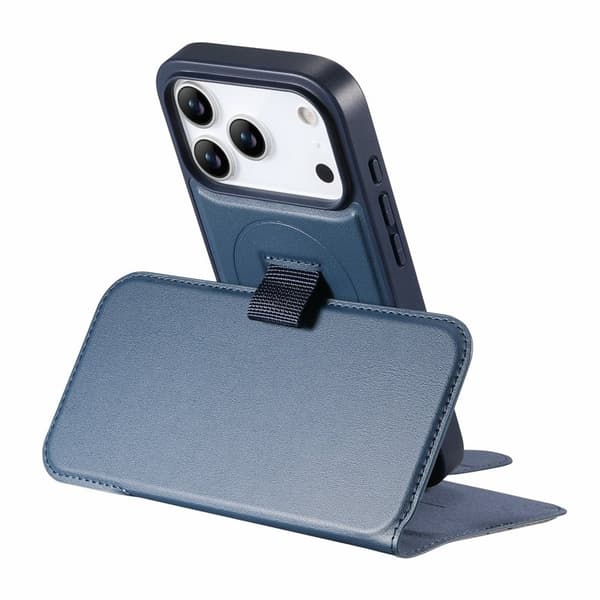 CASENEO iPhone 17 Pro Plånboksfodral Magnetiskt RFID Skydd Konstläder - Blå