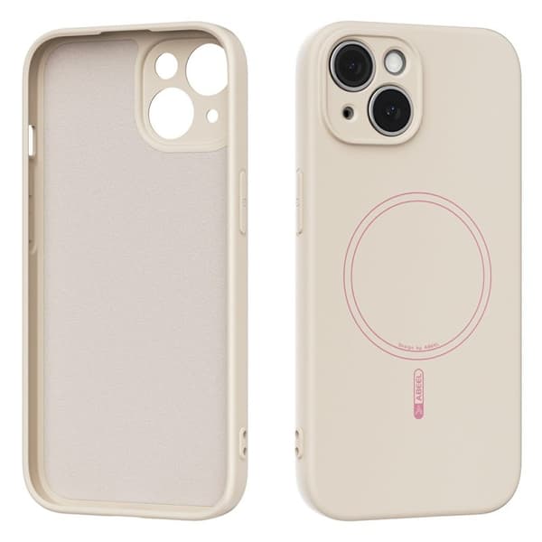 ABEEL Mobilskal till iPhone 14 MagSafe Kompatibelt Silikon Beige