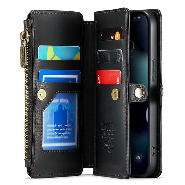 CASEME Plånboksfodral Konstläder för iPhone 13 mini - Svart