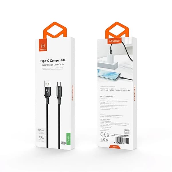 MCDODO USB-A - USB-C 5A Kabel 1.5M - Svart Svart