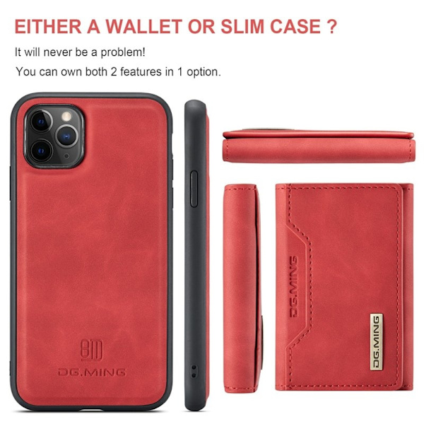 DG.MING M2 Series Anti-Fall Plånboksfodral för iPhone 11 Pro - Röd