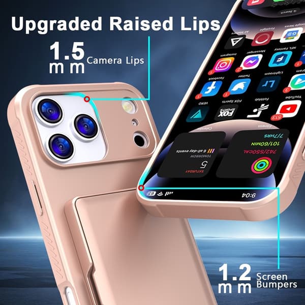 Mobilskal till iPhone 17 Pro Korthållare Mirror Kickstand Roséguld