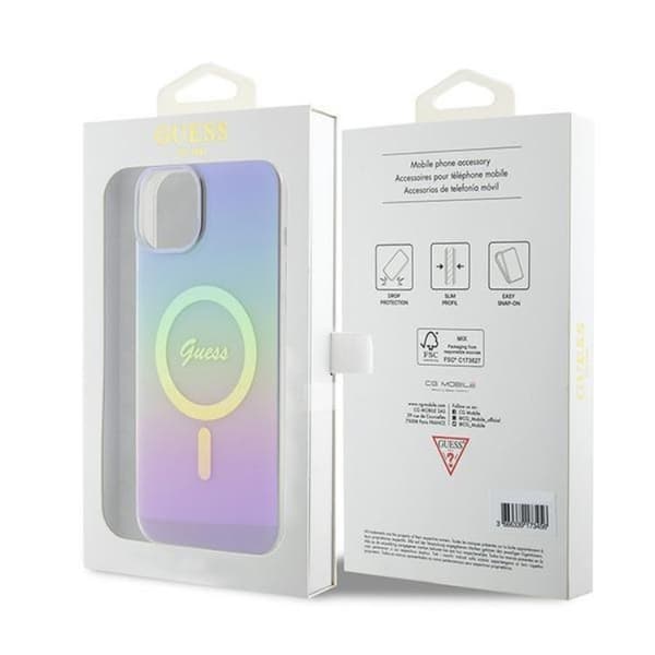 Guess iPhone 15 Mobilskal Magsafe IML Iridescent - Lilla Lila
