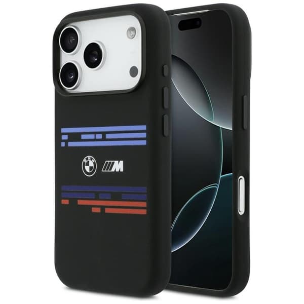 BMW Mobilskal till iPhone 17 Pro MagSafe Silikon Horizontal Line Svart
