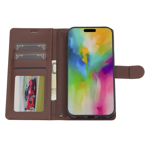 LC.IMEEKE L2 Series iPhone 17 Plånboksfodral Konstläder - Brun