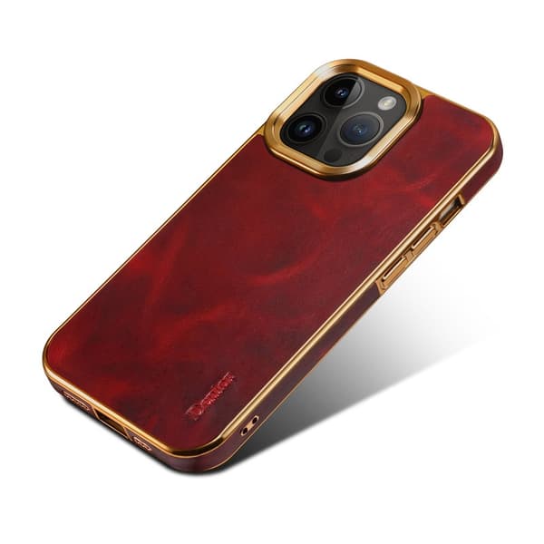 DENIOR Mobilskal till iPhone 16 Pro Max Äkta Läder Röd
