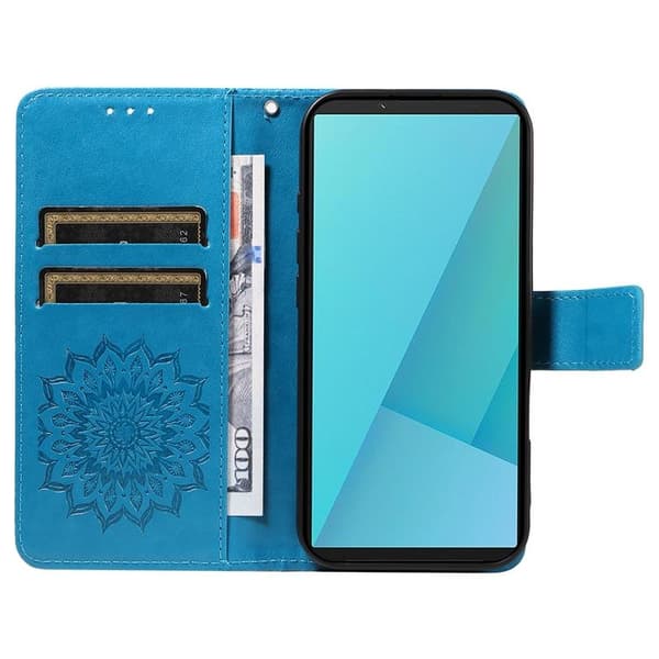Sony Xperia 10 VII Konstläder Plånboksfodral Sunflower Imprinted - Blå Blå