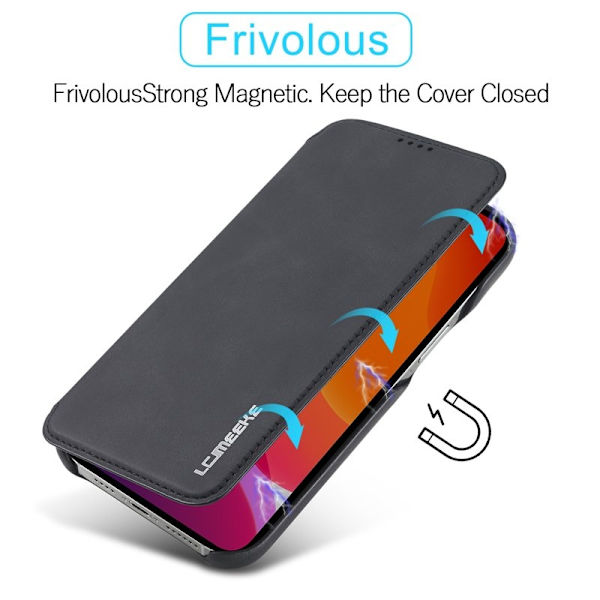 LC.IMEEKE iPhone 13 mini Plånboksfodral Konstläder - Svart