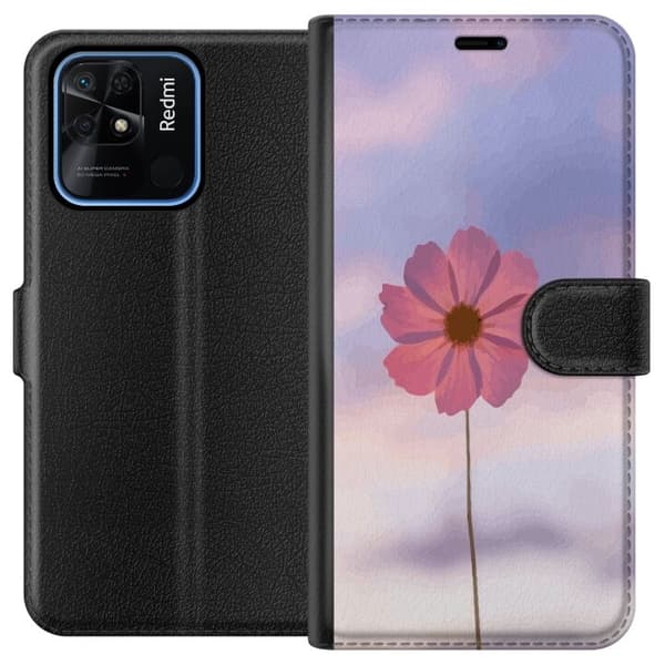 Plånboksfodral till Xiaomi Redmi 10C med Rosa blomma