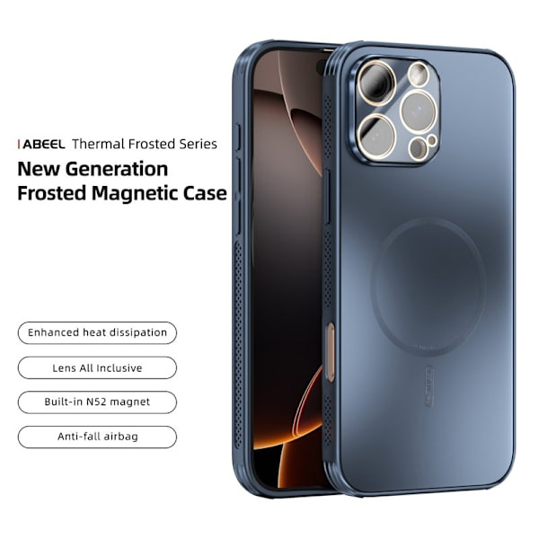 ABEEL Mobilskal till iPhone 16 Pro Max Magnetisk TPU PC Kylning Blå