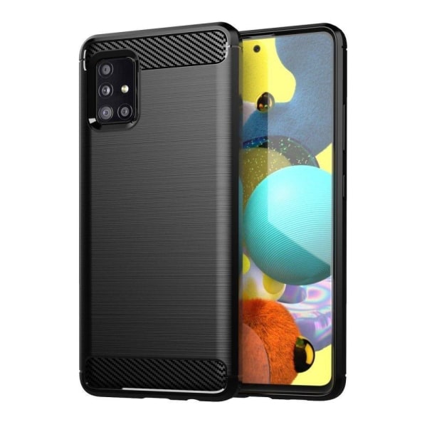 Galaxy A71 4G Cover Forcell Carbon pehmeä muovi - musta