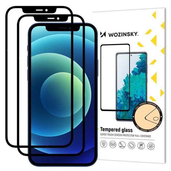 [2 PAKKAUS] Wozinsky Full Glue karkaistu lasi näytönsuoja iPhone 12 Pro Black