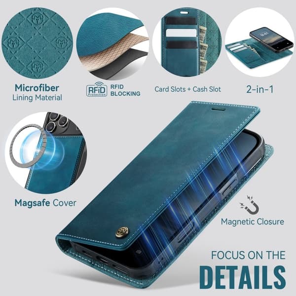 CASEME C49 Mobilskal till iPhone 17 Pro MagSafe RFID Blocker Grön