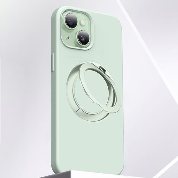 Mobilskal till iPhone 15 MagSafe Silikon Roterande Kickstand - Grön Grön