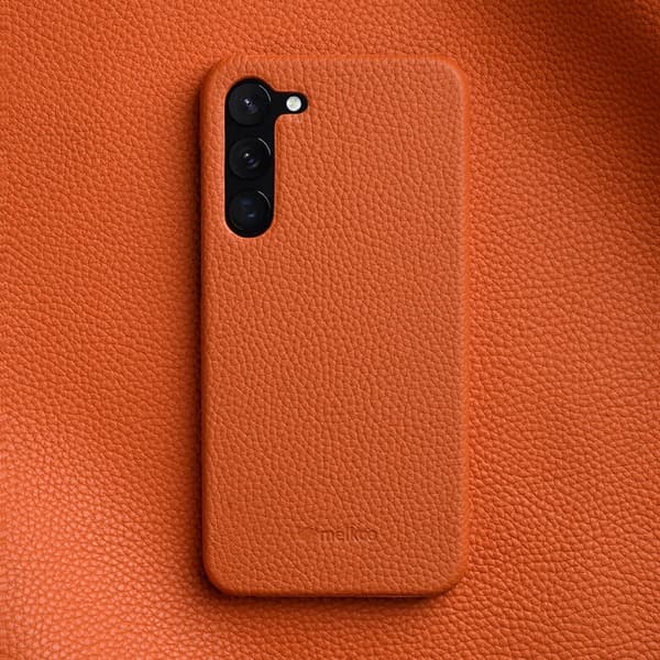 MELKCO Mobilskal till Samsung Galaxy S23 Plus Äkta Läder PC Orange