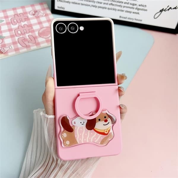 Mobilskal till Galaxy Z Flip 7 Silikon Ring Med Sticker - Gradient Rosa Rosa