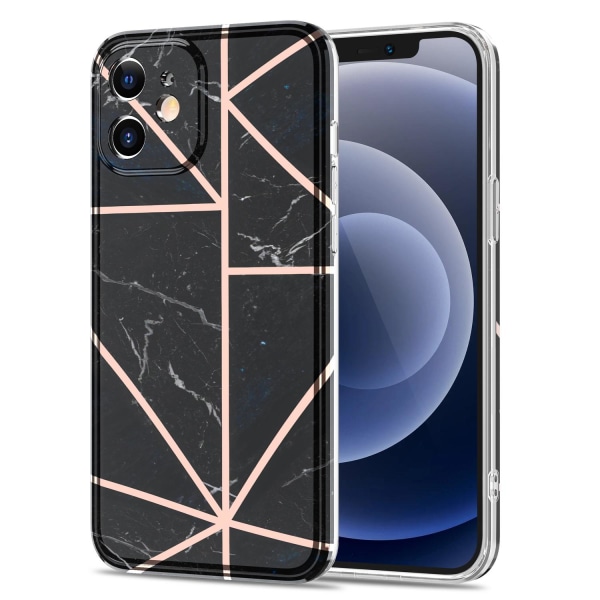 BOOM - Grid Skal iPhone 12 & 12 Pro - Svart Marmor Black