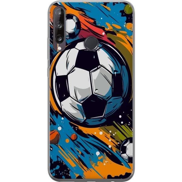 Telefontaske til Huawei P40 lite E med fodbolde