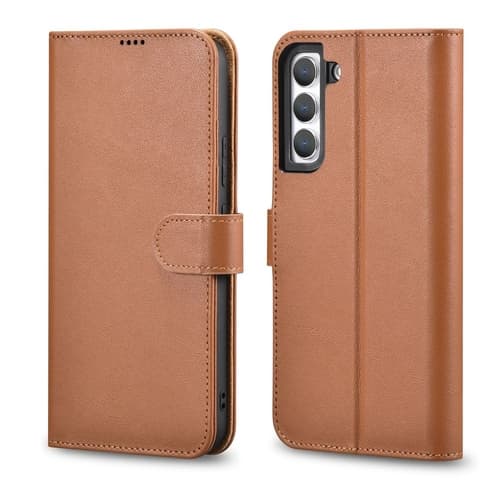 iCarer Haitang Ægte Læder Etui Galaxy S22 Plus - Brun Brown