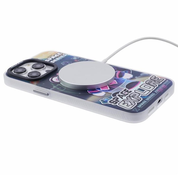 JAUCASE Mobilskal till iPhone 15 Pro Max MagSafe - Space Explore Bear Blå