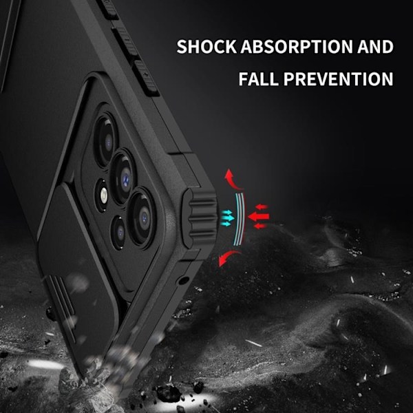 Galaxy A12 4G Skal Kickstand Kameraskydd Slide - Svart Svart