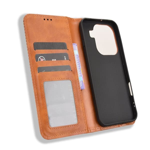 Oppo Find X9 Pro 5G Plånboksfodral Konstläder Retro Textur - Brun