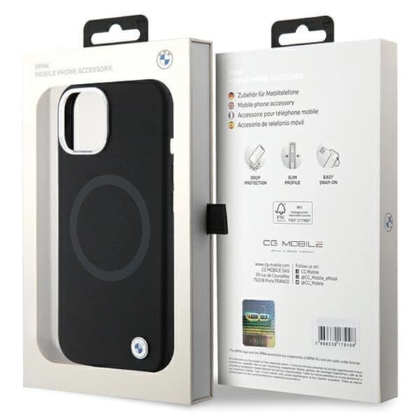 BMW iPhone 15 Plus Mobilskal Magsafe Signature Liquid Silikon - Musta Black
