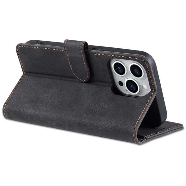 AZNS iPhone 14 Pro Plånboksfodral i Konstläder - Svart