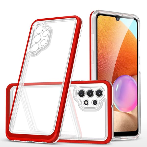 Galaxy A32 5G Skal Clear 3in1 - Rød Röd