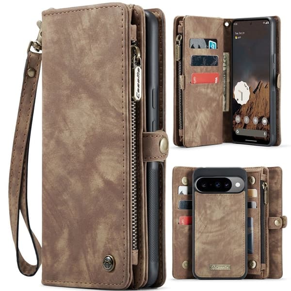 CASEME Plånboksfodral Konstläder till Google Pixel 10 Pro - Brun