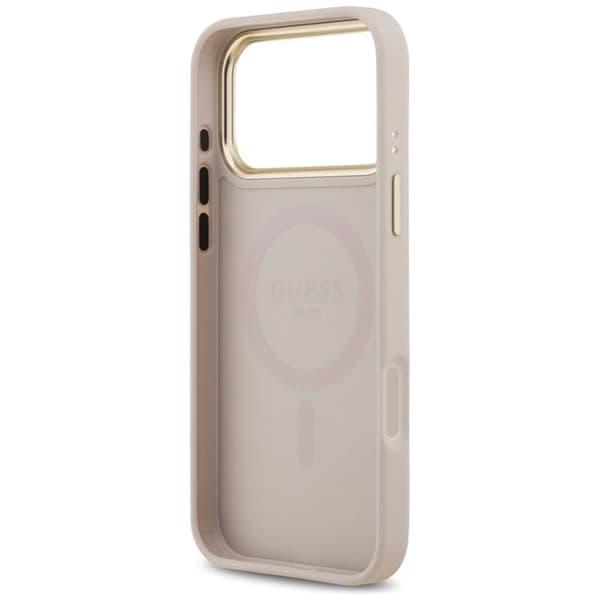 Guess Mobilskal till iPhone 17 Pro Max MagSafe 4G PU Classic Logo - Rosa Rosa