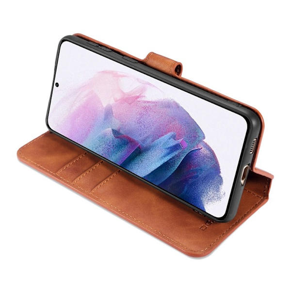 DG.MING Plånboksfodral Konstläder för Samsung Galaxy S21+ 5G - Brun