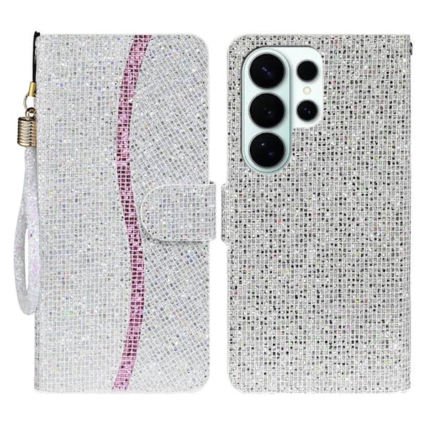Samsung Galaxy S26 Ultra Plånboksfodral Konstläder Glitter - Silver